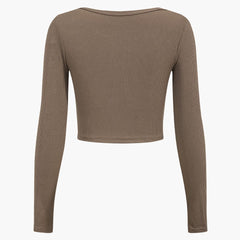 Women's Top | Long Sleeve | Asymmetrical | Cut-Out | Button Detail