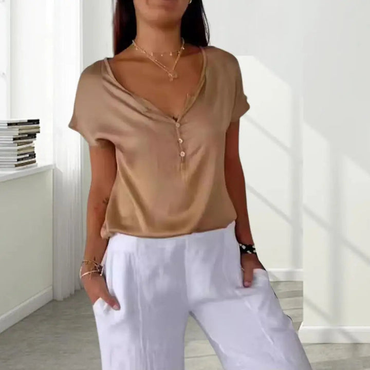 Women's Top | Long Sleeve | Elegant | Summer - Tan