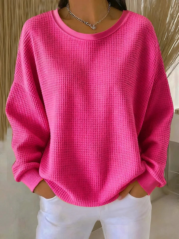 Women's Top | Oversized Long Sleeve | Spring - Fuchsia