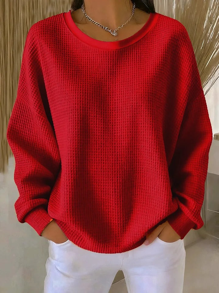 Women's Top | Oversized Long Sleeve | Spring - Red