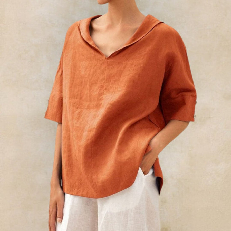 Women's Top | Oversized Short Sleeve | Draped | Summer - Rust