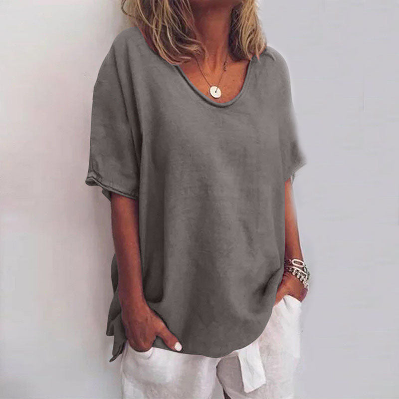 Women's Top | Oversized | Short Sleeve | Relaxed | Summer - Charcoal