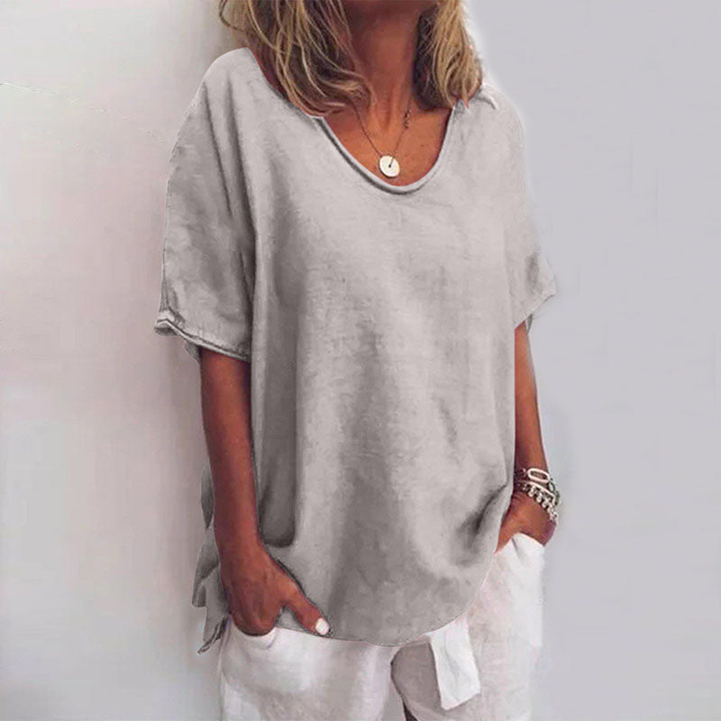 Women's Top | Oversized | Short Sleeve | Relaxed | Summer - Gray