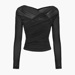 Women's Top | Slim Fit | Draped Front | Autumn - Black
