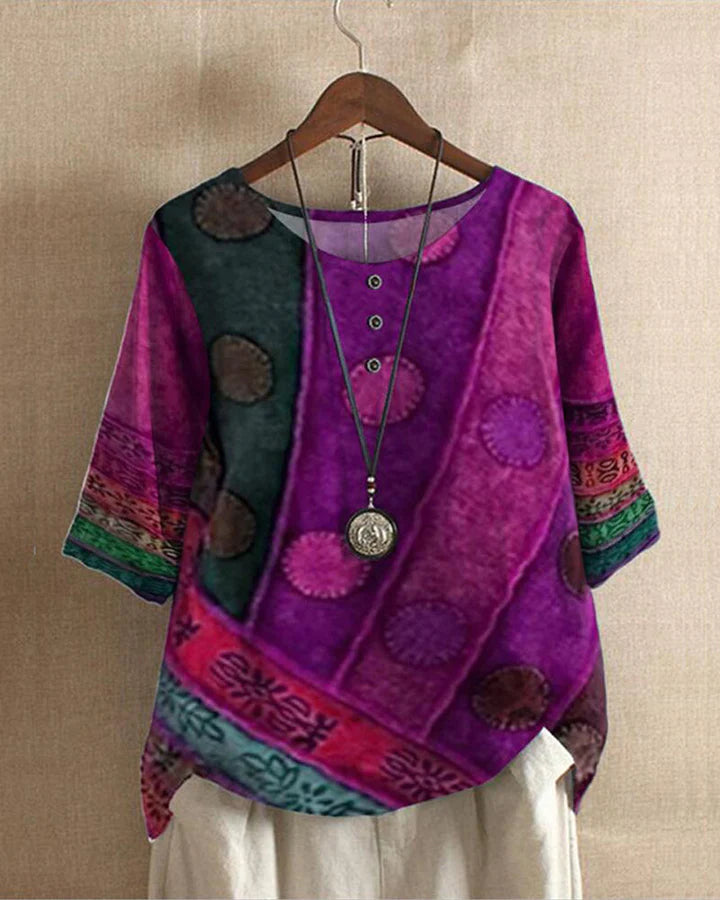 Women's Top | Vintage-Inspired | Short Sleeve | Spring - Purple