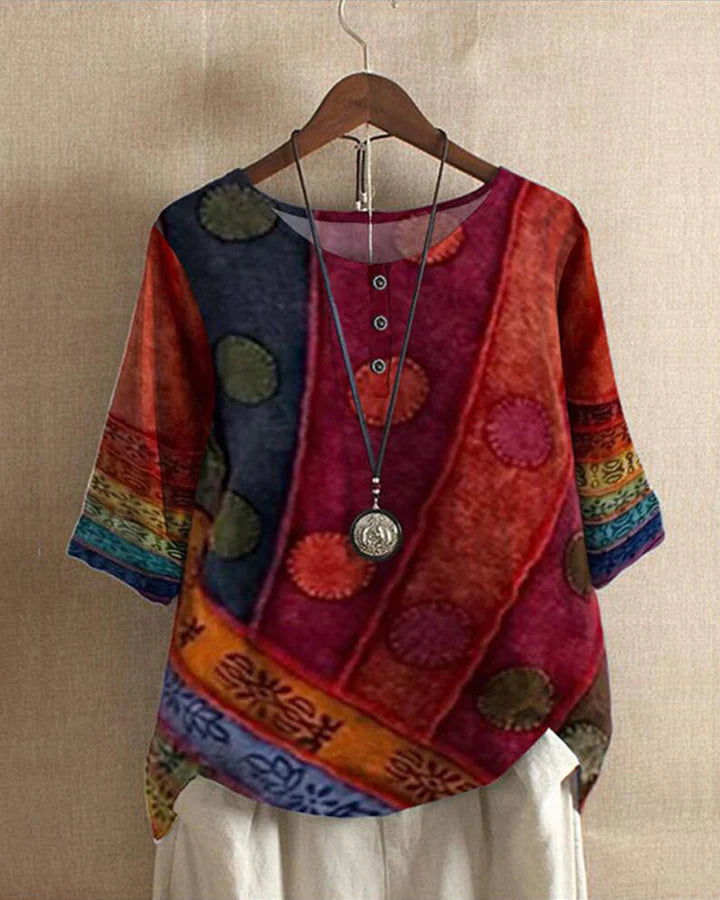 Women's Top | Vintage-Inspired | Short Sleeve | Spring - Red