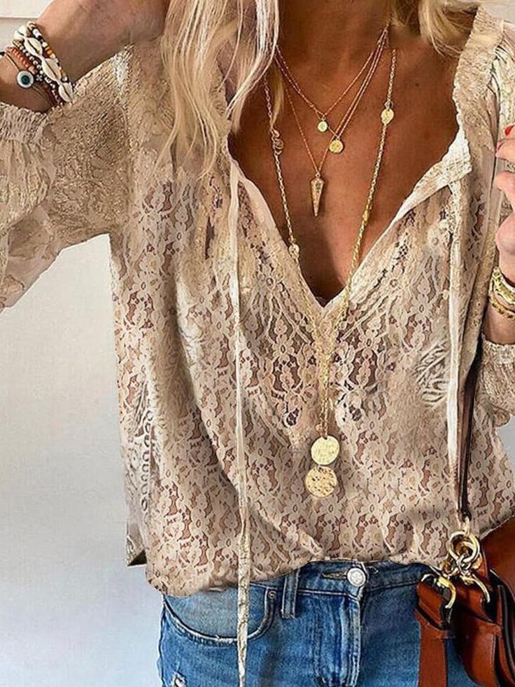 Women's Top | Vintage | Long Sleeve | Summer - Khaki