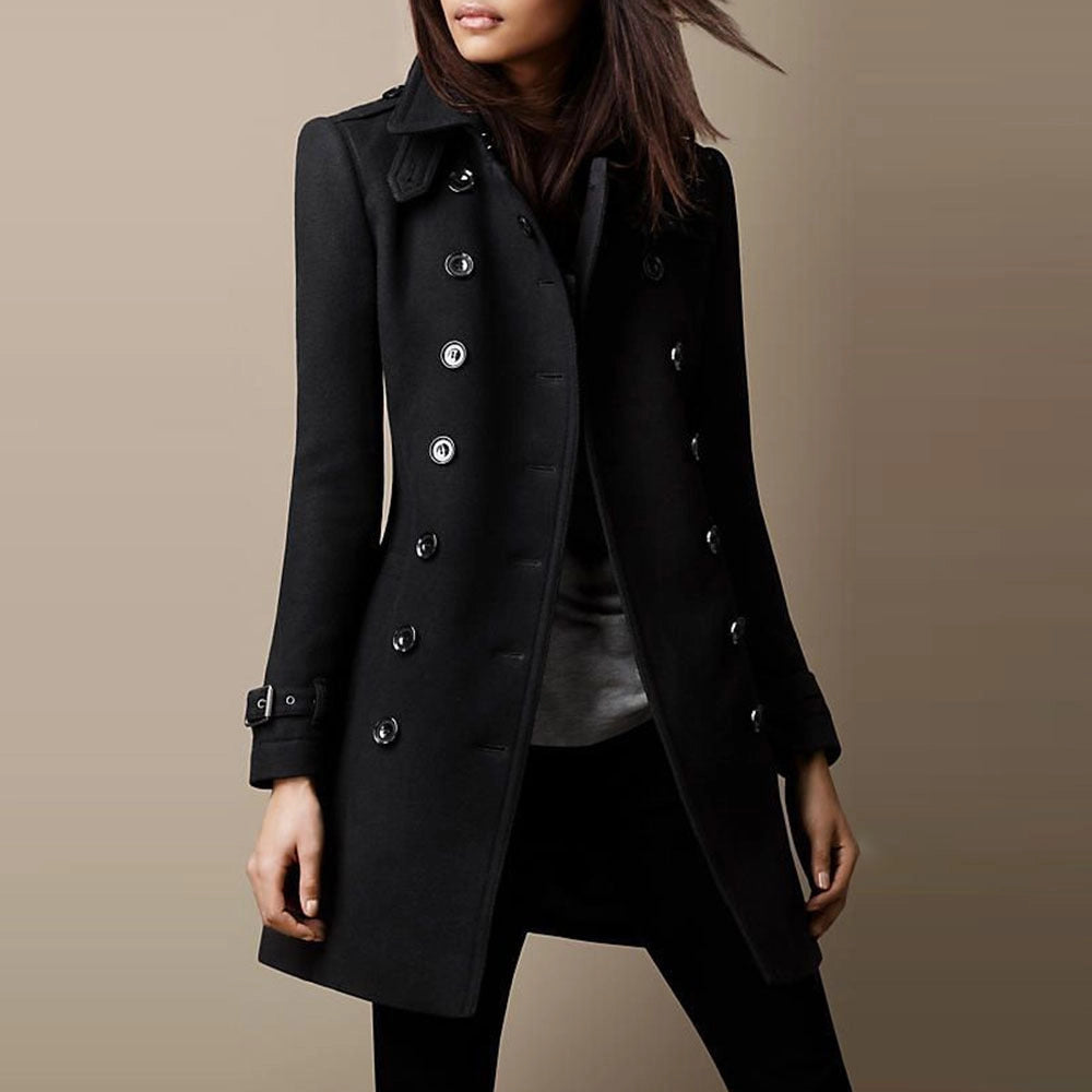 Women's Trench Coat | Double Breasted | Autumn - Black