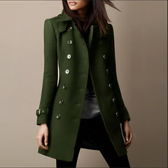 Women's Trench Coat | Double Breasted | Autumn - Green