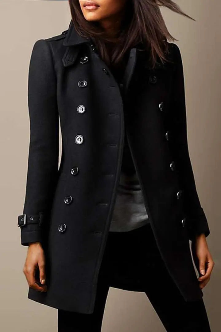 Women's Trench Coat | Double Breasted | Classic | Autumn - Black