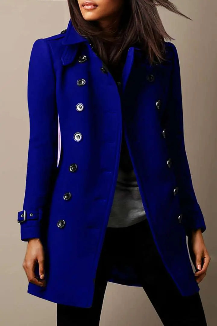Women's Trench Coat | Double Breasted | Classic | Autumn - Blue