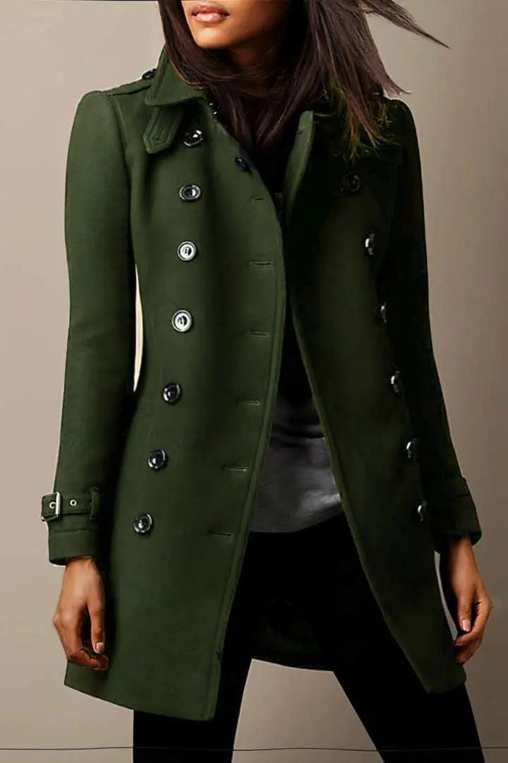 Women's Trench Coat | Double Breasted | Classic | Autumn - Olive