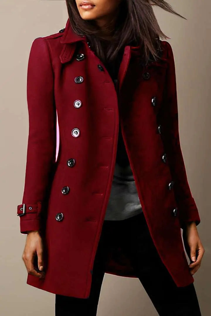 Women's Trench Coat | Double Breasted | Classic | Autumn - Red
