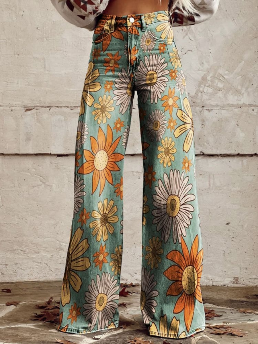 Women's Trousers | Wide Leg Floral | Summer