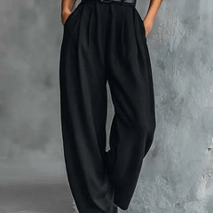 Women's Turtleneck Jumpsuit with Belt - Tailored Straight-Leg | Autumn