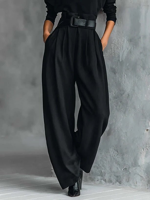 Women's Turtleneck Jumpsuit with Belt - Tailored Straight-Leg | Autumn