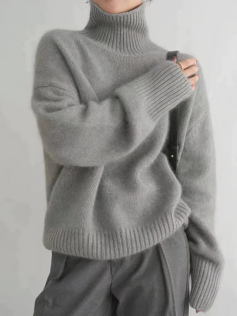 Women's Turtleneck Sweater | Oversized | Winter - Gray