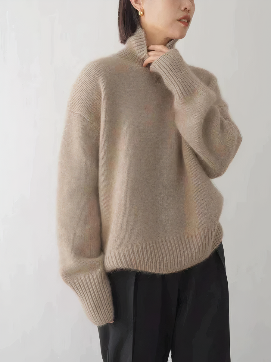 Women's Turtleneck Sweater | Oversized | Winter - Khaki