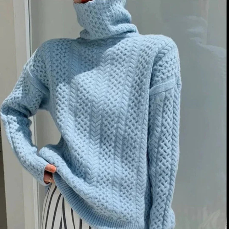 Women's Turtleneck Sweater - Warm Comfort Knit | Fall - Blue