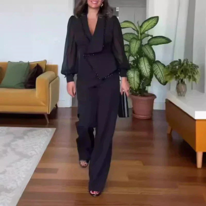 Women's Two-Piece Blazer Set - Tailored Office & Evening Suit | Autumn