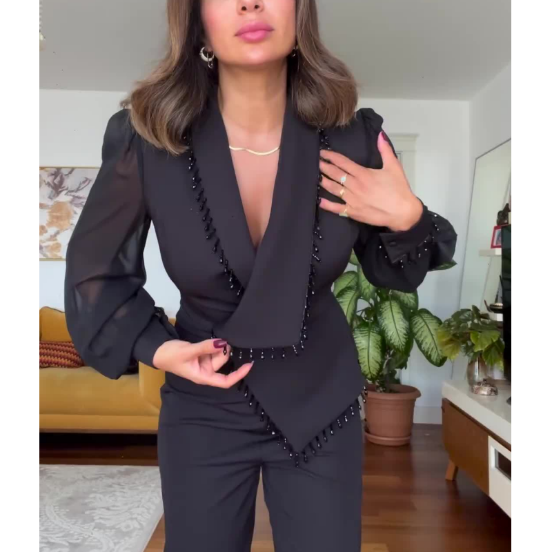 Women's Two-Piece Blazer Set - Tailored Office & Evening Suit | Autumn