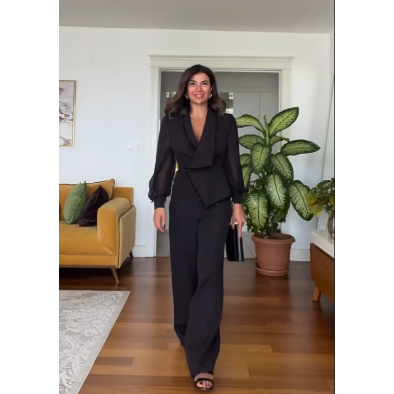 Women's Two-Piece Blazer Set - Tailored Office & Evening Suit | Autumn