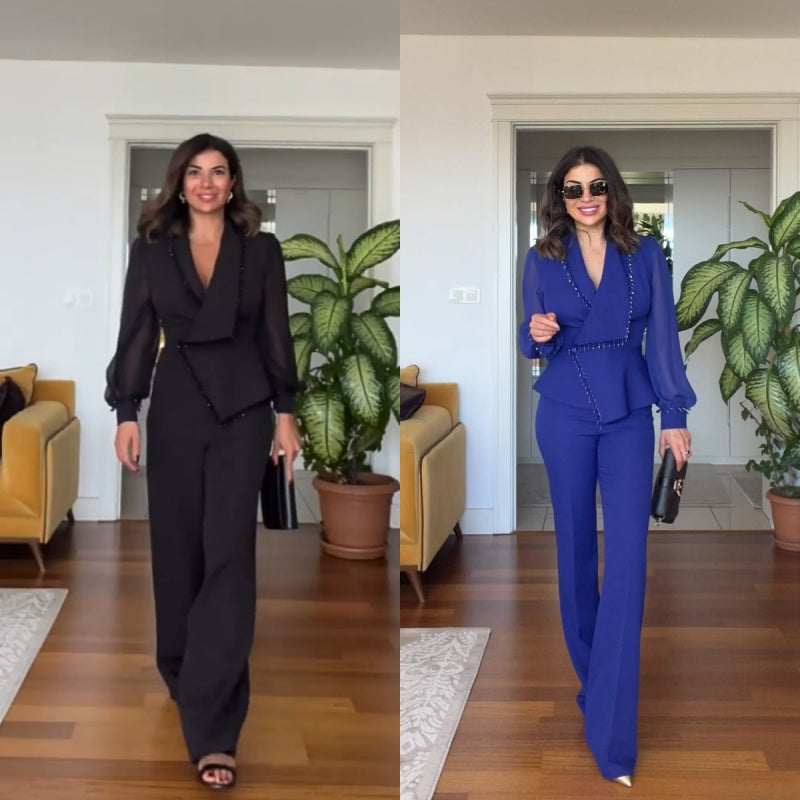 Women's Two-Piece Blazer Set - Tailored Office & Evening Suit | Fall