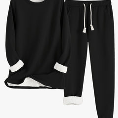 Women's Two-Piece Lounge Set - Soft & Breathable | Autumn - Black