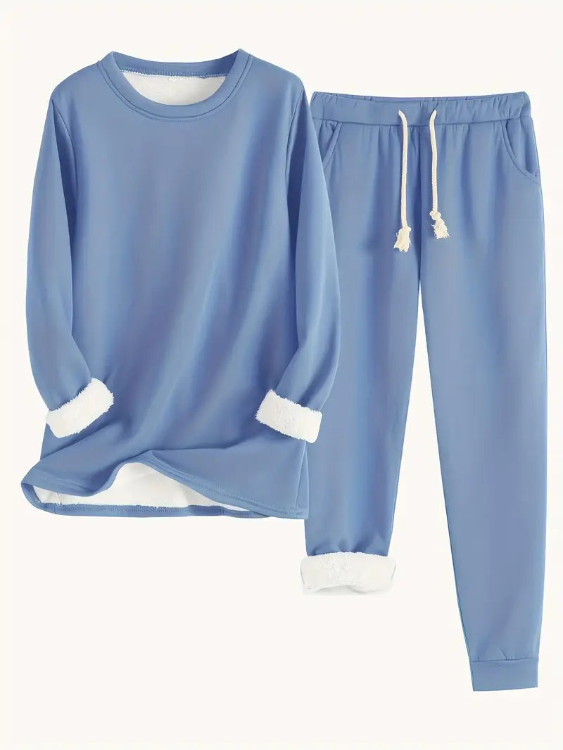 Women's Two-Piece Lounge Set - Soft & Breathable | Autumn - Blue