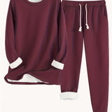 Women's Two-Piece Lounge Set - Soft & Breathable | Autumn - Burgundy