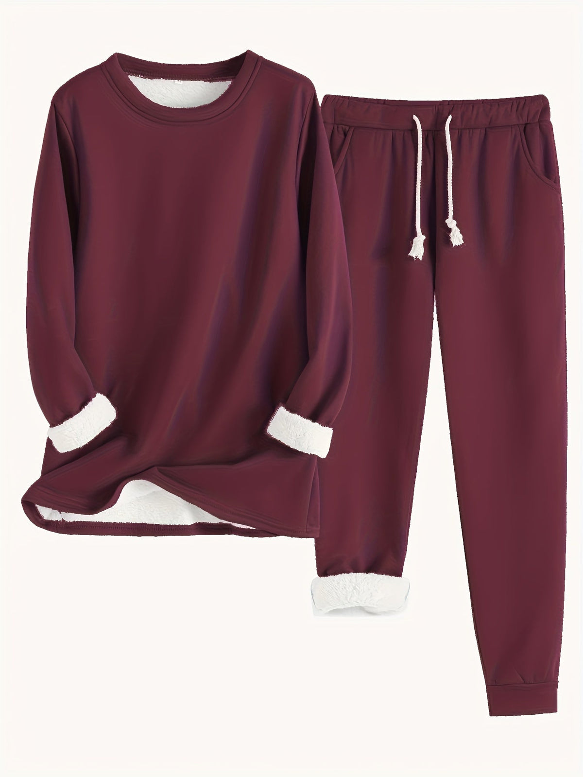 Women's Two-Piece Lounge Set - Soft & Breathable | Autumn - Burgundy