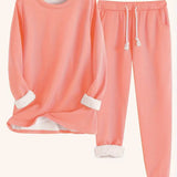 Women's Two-Piece Lounge Set - Soft & Breathable | Autumn - Dark Pink