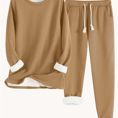 Women's Two-Piece Lounge Set - Soft & Breathable | Autumn - Khaki