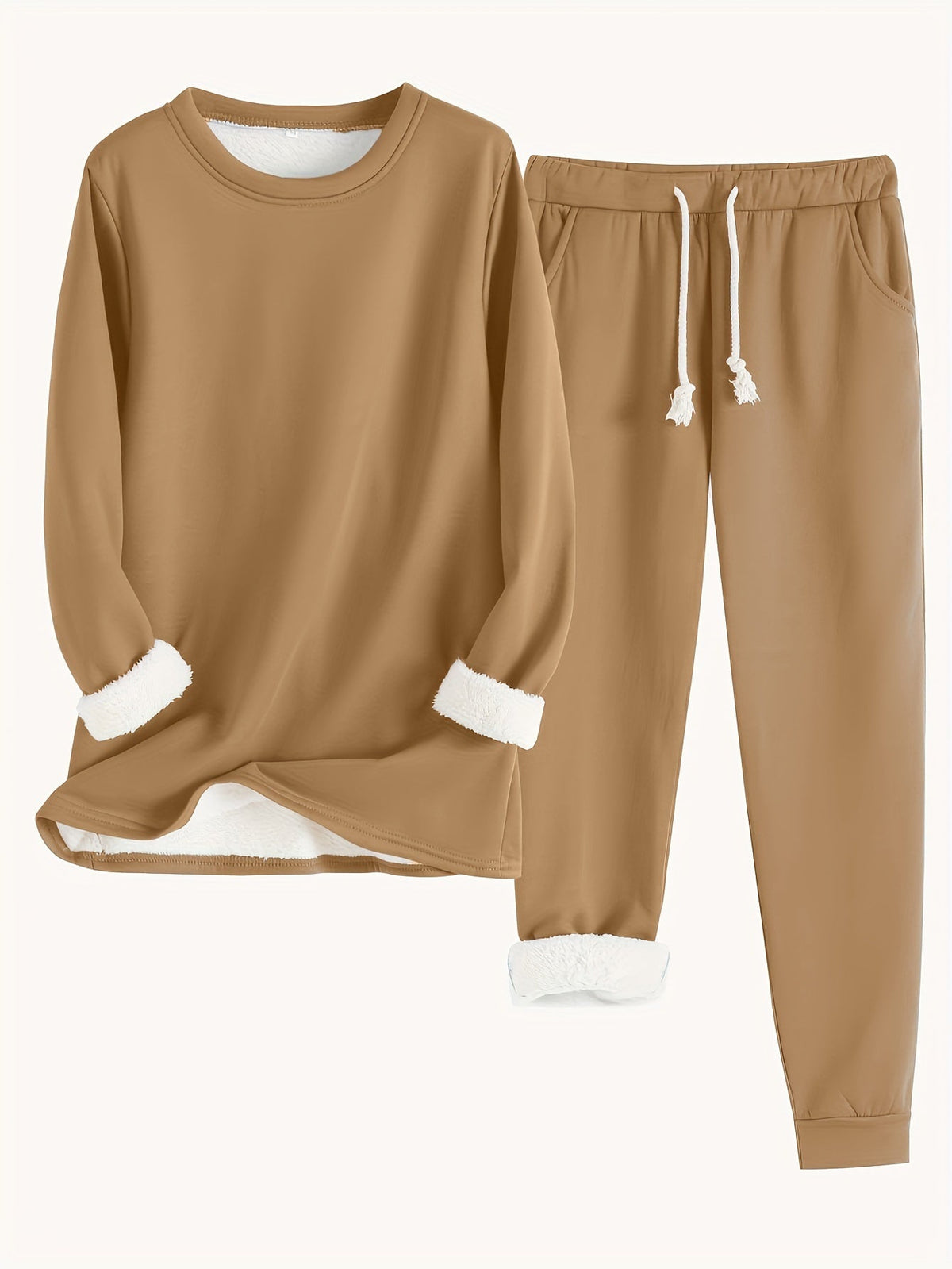 Women's Two-Piece Lounge Set - Soft & Breathable | Autumn - Khaki