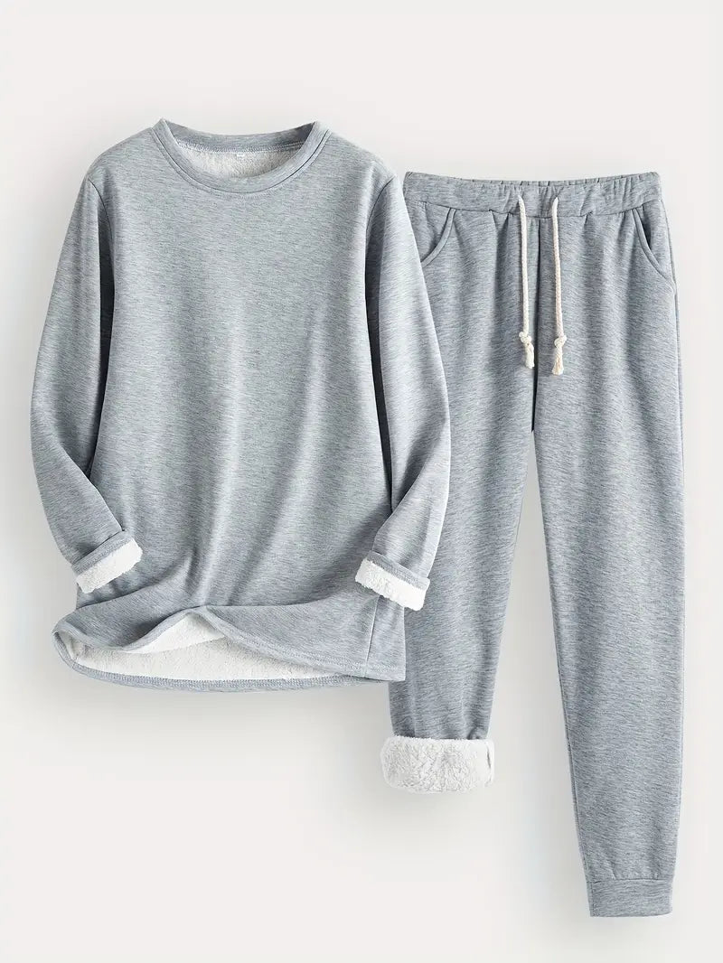 Women's Two-Piece Lounge Set - Soft & Breathable | Autumn - Light Gray