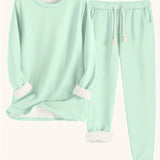 Women's Two-Piece Lounge Set - Soft & Breathable | Autumn - Light Green