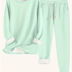 Women's Two-Piece Lounge Set - Soft & Breathable | Autumn - Light Green