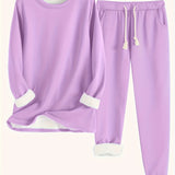 Women's Two-Piece Lounge Set - Soft & Breathable | Autumn - Light Purple