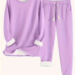 Women's Two-Piece Lounge Set - Soft & Breathable | Autumn - Light Purple