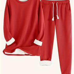 Women's Two-Piece Lounge Set - Soft & Breathable | Autumn - Red