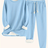 Women's Two-Piece Lounge Set - Soft & Breathable | Autumn - Sky Blue