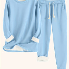 Women's Two-Piece Lounge Set - Soft & Breathable | Autumn - Sky Blue