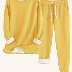 Women's Two-Piece Lounge Set - Soft & Breathable | Autumn - Yellow
