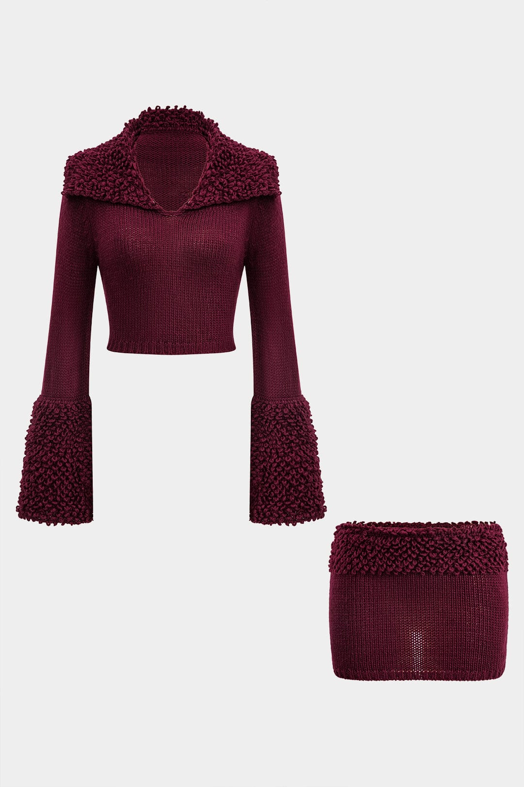 Women's Two-Piece Set | Knit Co-Ord | Burgundy | Winter - Burgundy