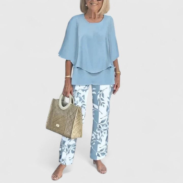 Women's Two-Piece Set - Relaxed Elegance | Spring - Brown