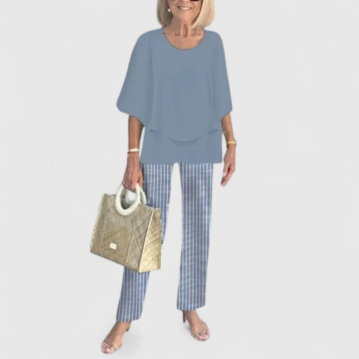 Women's Two-Piece Set - Relaxed Elegance | Spring - Olive