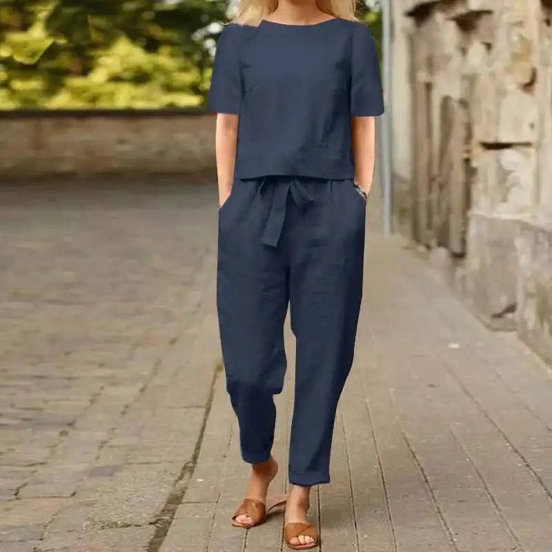 Women's Two-Piece Set | Short Sleeve | Summer - Blue