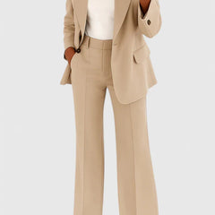 Women's Two-Piece Suit Set - Tailored Blazer & Trousers | Autumn - Beige