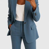 Women's Two-Piece Suit Set - Tailored Blazer & Trousers | Autumn - Blue