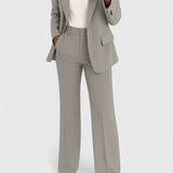 Women's Two-Piece Suit Set - Tailored Blazer & Trousers | Autumn - Grey